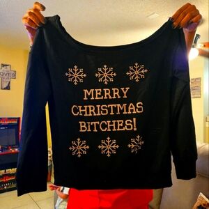 Women's off the shoulder funny Christmas sweater